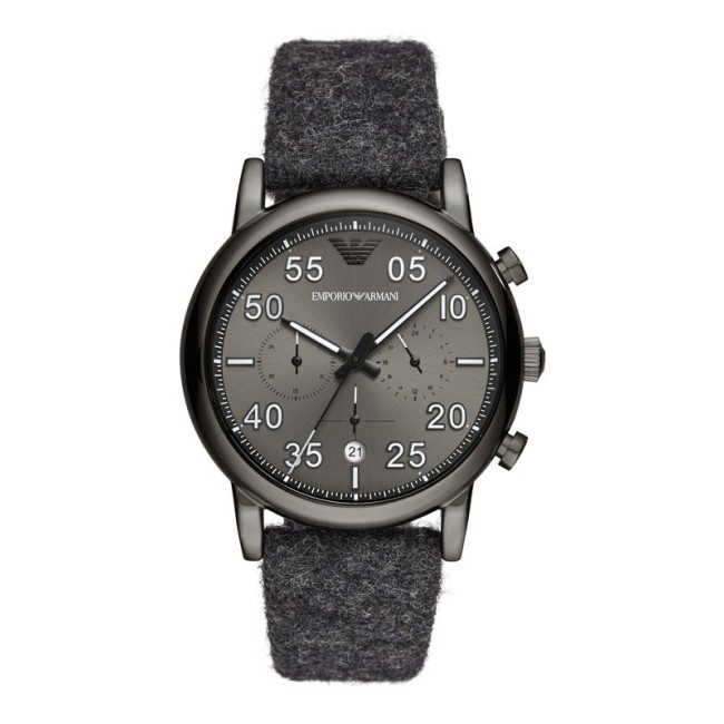 Armani Chrono watch gray blue cloth fabric strap