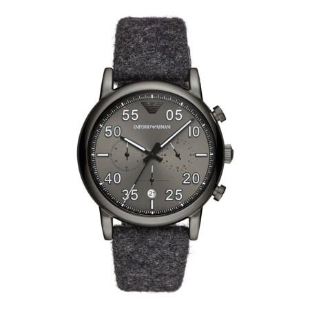 Armani Chrono Uhr grau blauen Stoff Stoffband