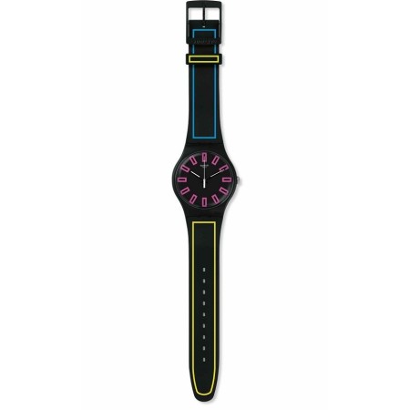 New Gent Swatch watch Around the geometric black strap