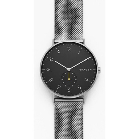 Skagen Steel-Mesch Aaren Herrenuhr dunkelgrau