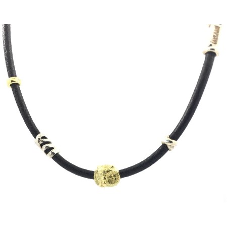 Misani necklace Grand Tour jewelery in leather, gold and silver